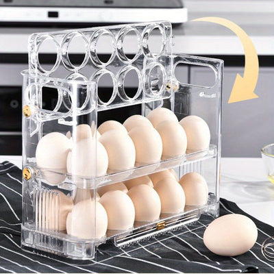 ZHOHO TANT 3-Tier Egg Holder for Refrigerator – Clear Plastic Egg Storage Container with Large Capacity, Durable & Easy Access Design for Home Kitchen Organization, Egg Trays