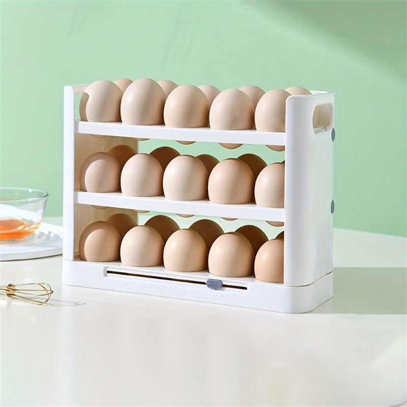 ZHOHO TANT 3-Tier Egg Holder for Refrigerator – Clear Plastic Egg Storage Container with Large Capacity, Durable & Easy Access Design for Home Kitchen Organization, Egg Trays