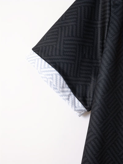 تي شيرت رجالي بأكمام قصيرة + شورت بدلة رياضية كاجوال باللون الأزرق