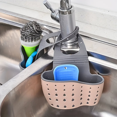 [Space-Saving] Adjustable Snap-On Kitchen Sink Organizer | Durable Plastic Design | Space-Saving | Kitchen Sink Accessories