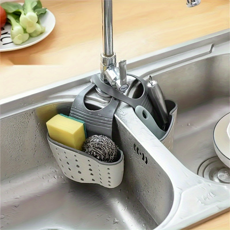 [Space-Saving] Adjustable Snap-On Kitchen Sink Organizer | Durable Plastic Design | Space-Saving | Kitchen Sink Accessories