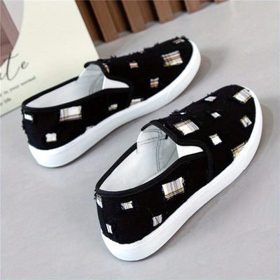 Women's Simple Canvas Shoes, Casual Slip On Outdoor Shoes, Comfortable Low Top Sneakers