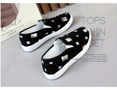 Women's Simple Canvas Shoes, Casual Slip On Outdoor Shoes, Comfortable Low Top Sneakers