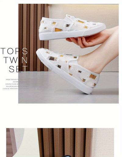 Women's Simple Canvas Shoes, Casual Slip On Outdoor Shoes, Comfortable Low Top Sneakers