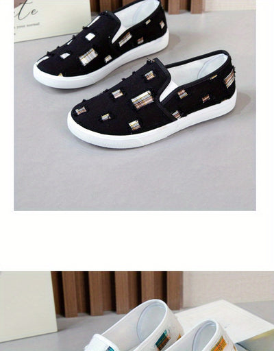 Women's Simple Canvas Shoes, Casual Slip On Outdoor Shoes, Comfortable Low Top Sneakers
