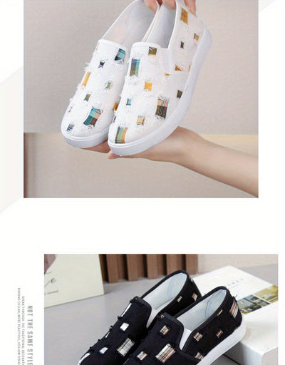 Women's Simple Canvas Shoes, Casual Slip On Outdoor Shoes, Comfortable Low Top Sneakers