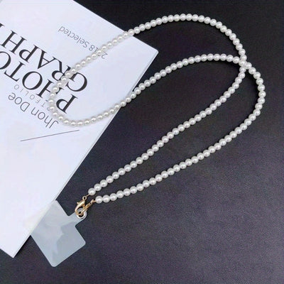Mobile phone hanging strap, long diagonal shoulder bag, necklace chain, hand bead, plastic pearl strap, anti-lost pendant, mobile phone case, universal clip bag, suitable for travel, comes with a transparent clip, suitable fo
