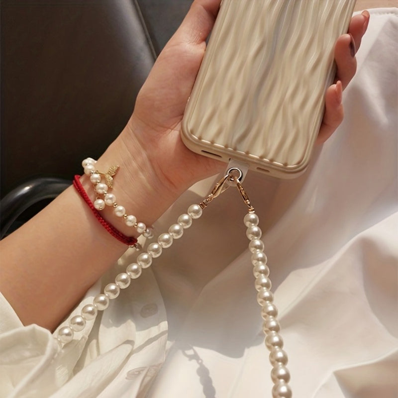 Mobile phone hanging strap, long diagonal shoulder bag, necklace chain, hand bead, plastic pearl strap, anti-lost pendant, mobile phone case, universal clip bag, suitable for travel, comes with a transparent clip, suitable fo