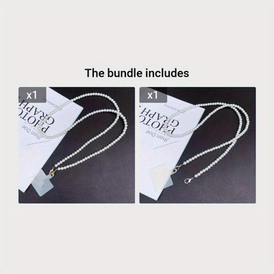 Mobile phone hanging strap, long diagonal shoulder bag, necklace chain, hand bead, plastic pearl strap, anti-lost pendant, mobile phone case, universal clip bag, suitable for travel, comes with a transparent clip, suitable fo