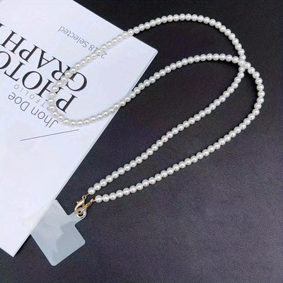 Mobile phone hanging strap, long diagonal shoulder bag, necklace chain, hand bead, plastic pearl strap, anti-lost pendant, mobile phone case, universal clip bag, suitable for travel, comes with a transparent clip, suitable fo