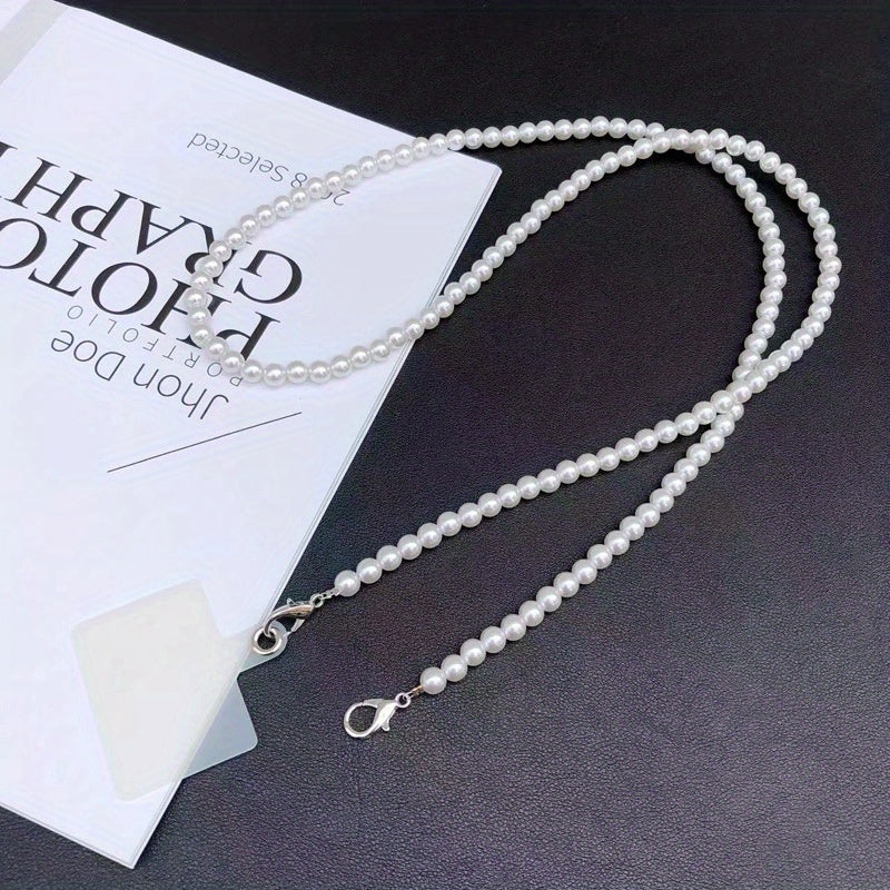 Mobile phone hanging strap, long diagonal shoulder bag, necklace chain, hand bead, plastic pearl strap, anti-lost pendant, mobile phone case, universal clip bag, suitable for travel, comes with a transparent clip, suitable fo