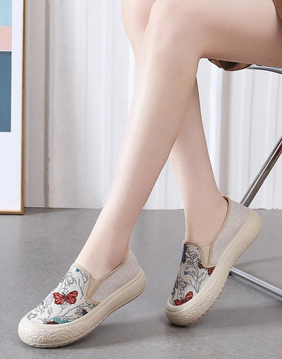 Women's Butterfly Pattern Sneakers, Casual Slip On Outdoor Shoes, Lightweight Low Top Shoes
