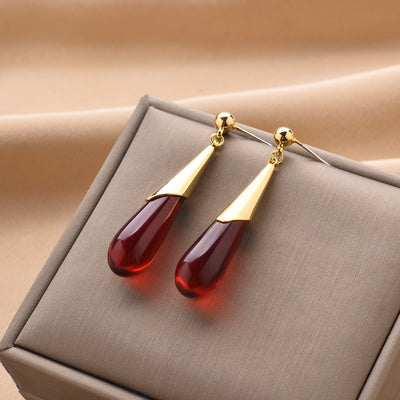 Elegant Red Water Drop Dangle Earring - Handcrafted, Versatile & Chic for Women | Perfect for Date Nights, Vacations & Casual Attire