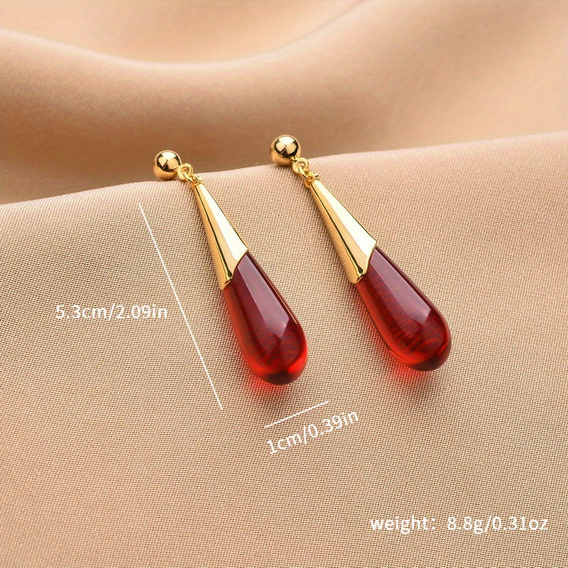 Elegant Red Water Drop Dangle Earring - Handcrafted, Versatile & Chic for Women | Perfect for Date Nights, Vacations & Casual Attire