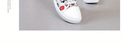 Women's Flower Pattern Canvas Shoes, Casual Lace Up Outdoor Shoes, Lightweight Low Top Shoes