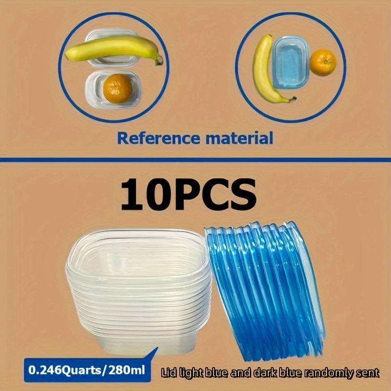 10pcs Blue and Clear Plastic Food Storage Containers with Leak-Proof Lids, 12-Month Use - Microwave & Dishwasher Safe | Stackable, Durable for Office, School, Picnics, Travel & Organization