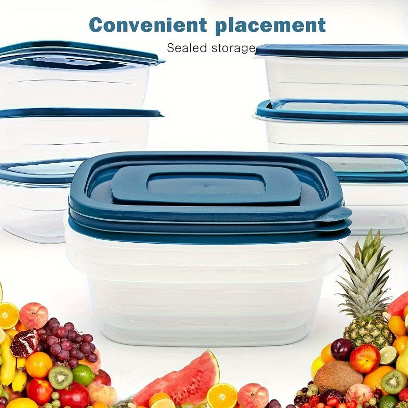 10pcs Blue and Clear Plastic Food Storage Containers with Leak-Proof Lids, 12-Month Use - Microwave & Dishwasher Safe | Stackable, Durable for Office, School, Picnics, Travel & Organization