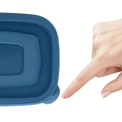 10pcs Blue and Clear Plastic Food Storage Containers with Leak-Proof Lids, 12-Month Use - Microwave & Dishwasher Safe | Stackable, Durable for Office, School, Picnics, Travel & Organization