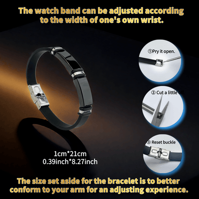 1pc Men'S Stainless Steel Adjustable Cuff Bracelet, Gunmetal Black Plating, Casual Style, Fashion Accessory, with Silicone Lining for Jewelry Gift