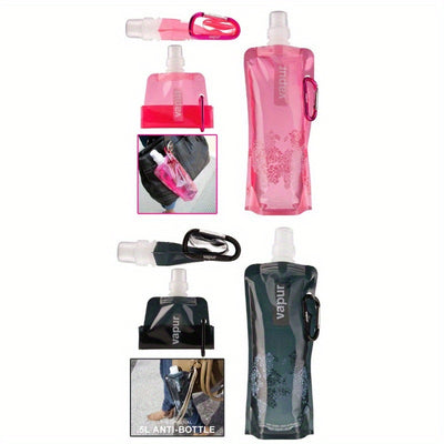 Collapsible Water Flask, Portable Sports Water Bottle, Freezable Drink Pouch, Innovative Gift Fitness Gear - Durable PP Material, Leakproof Seal, Includes Carabiner