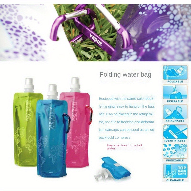 Collapsible Water Flask, Portable Sports Water Bottle, Freezable Drink Pouch, Innovative Gift Fitness Gear - Durable PP Material, Leakproof Seal, Includes Carabiner