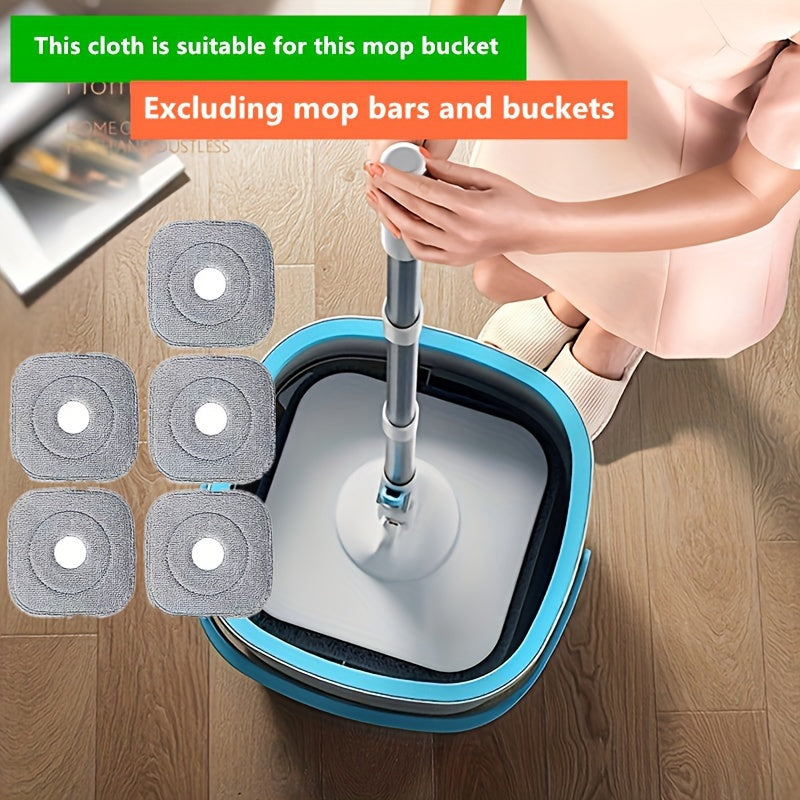 5pcs Microfiber Mop Replacement Cloths for Rotating Hands-Free Mop Buckets - Centrifugal Cleaning, Strong Decontamination, Multi-Surface Use on Floors & Windows, Floor Cleaning Mop, Window Cleaning Tool, Centrifugal Design, D