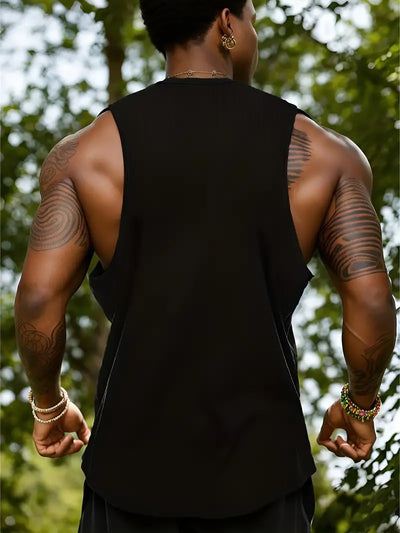 Plus Size, I Love My Girlfriend Print Men's Tank Top, Breathable Comfy Sleeveless For Sports Fitness, Big & Tall Guys