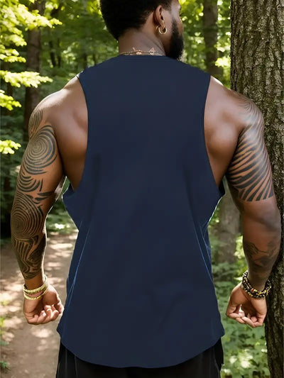 Plus Size, I Love My Girlfriend Print Men's Tank Top, Breathable Comfy Sleeveless For Sports Fitness, Big & Tall Guys