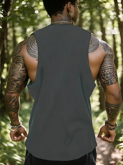 Plus Size, I Love My Girlfriend Print Men's Tank Top, Breathable Comfy Sleeveless For Sports Fitness, Big & Tall Guys