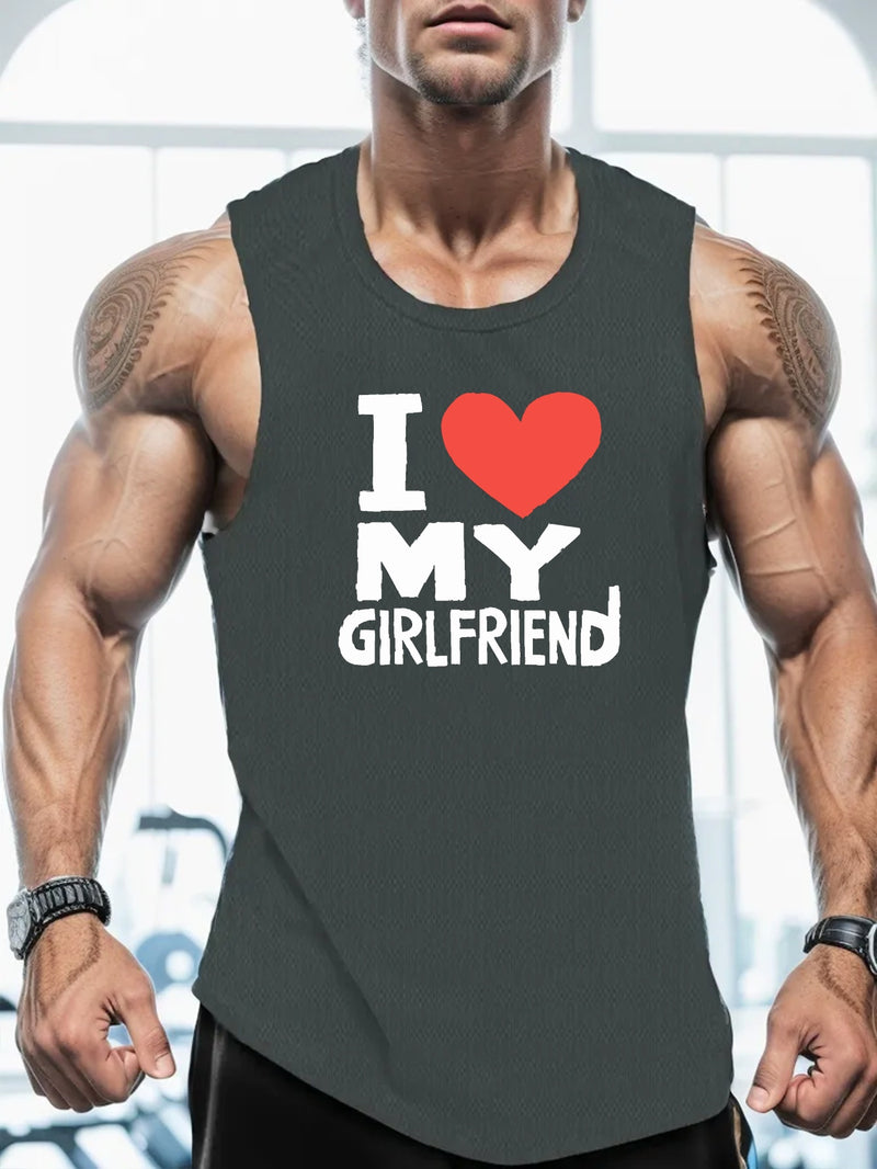 Plus Size, I Love My Girlfriend Print Men&