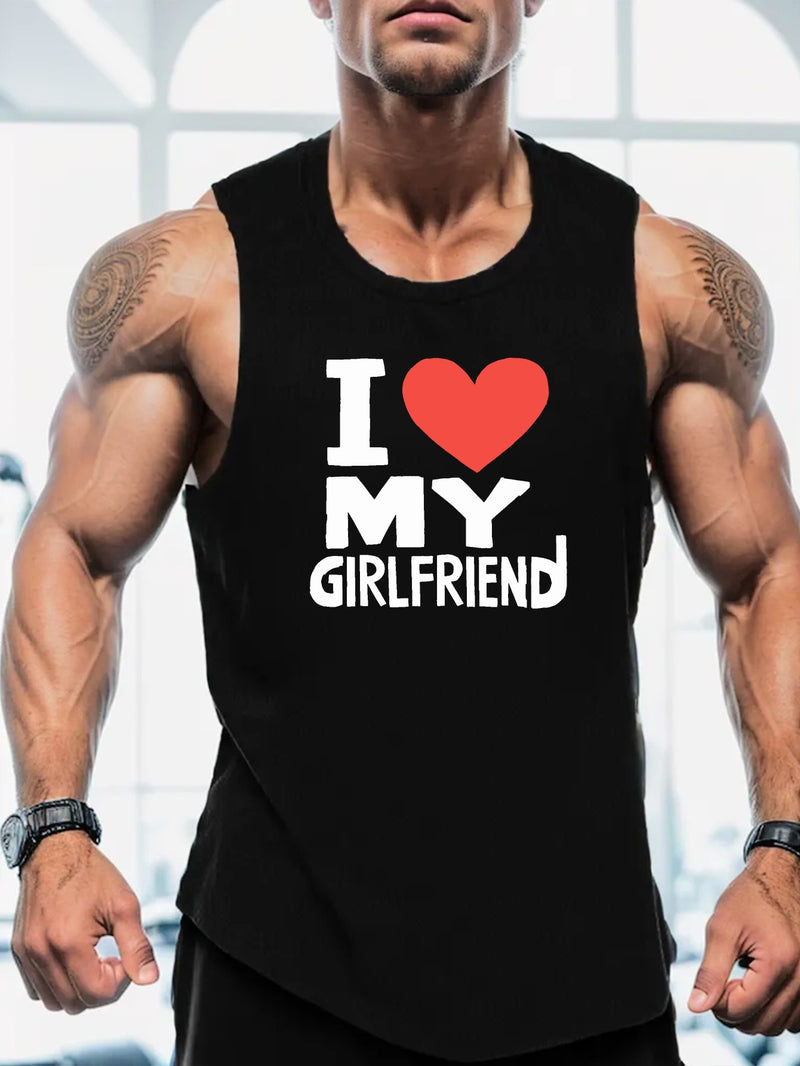 Plus Size, I Love My Girlfriend Print Men&