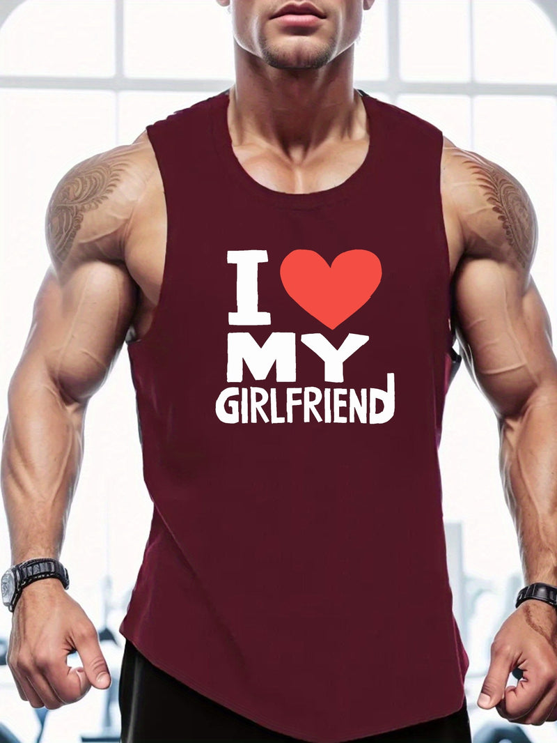 Plus Size, I Love My Girlfriend Print Men&