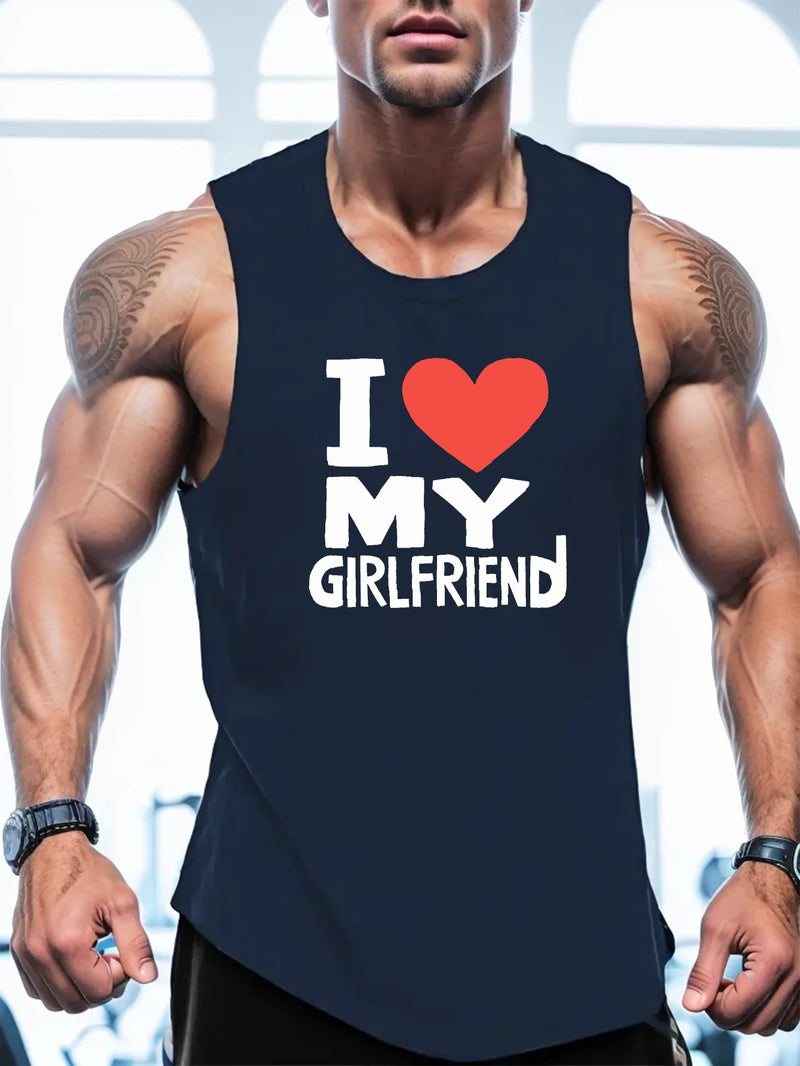Plus Size, I Love My Girlfriend Print Men&