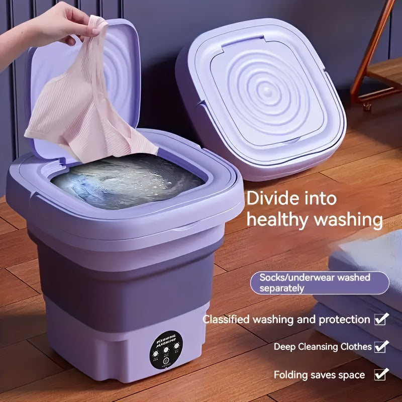 1 Small Folding Washing Machine, Suitable for Car Travel And Dormitory Placement. Space-Saving, Convenient Small Appliance for Washing Underwear, Socks And Underwear Separately