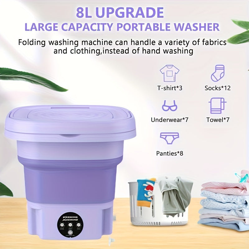 1 Small Folding Washing Machine, Suitable for Car Travel And Dormitory Placement. Space-Saving, Convenient Small Appliance for Washing Underwear, Socks And Underwear Separately
