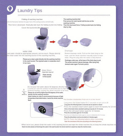 1 Small Folding Washing Machine, Suitable for Car Travel And Dormitory Placement. Space-Saving, Convenient Small Appliance for Washing Underwear, Socks And Underwear Separately