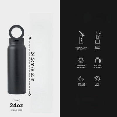 Magnetic Insulated Sports Water Bottle with Phone Holder, 304 Stainless Steel, Leakproof, Keeps Drinks Hot or Cold, Ideal for Gym, Office, Travel