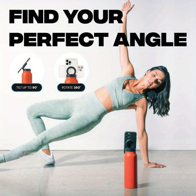 Magnetic Insulated Sports Water Bottle with Phone Holder, 304 Stainless Steel, Leakproof, Keeps Drinks Hot or Cold, Ideal for Gym, Office, Travel