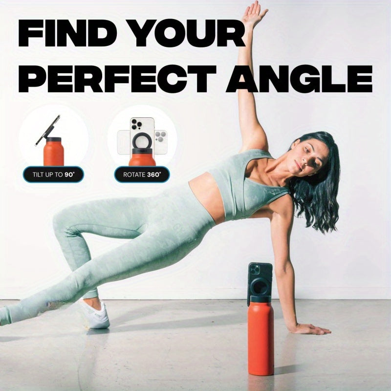 Magnetic Insulated Sports Water Bottle with Phone Holder, 304 Stainless Steel, Leakproof, Keeps Drinks Hot or Cold, Ideal for Gym, Office, Travel