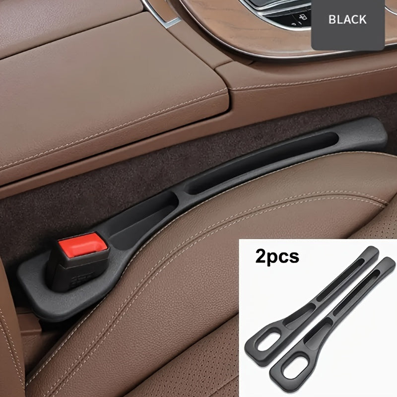 Pair of Universal Car Seat Gap Fillers: Double Slot Design for Organizing Keys, Mobile Phones, Cards, Coins, etc. - Leak-proof and Made of PC Material