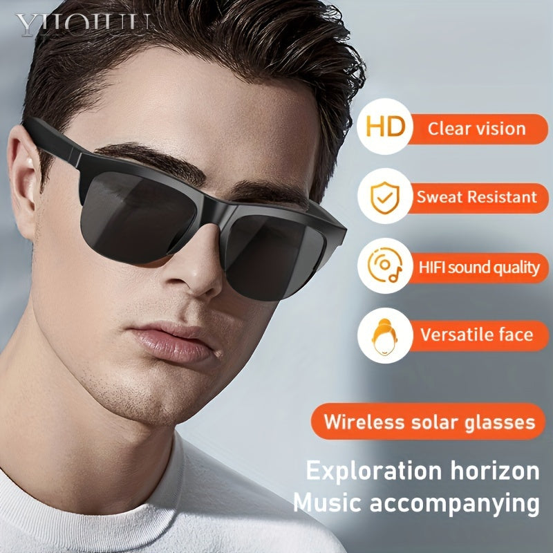 Smart Glasses V5.3, Wireless Wireless Headphones, Multifunctional HD Lens, Rechargeable Battery, Touch Control, Built-in Microphone, Outdoor Sports, HIFI Sound Quality, Unisex, USB Rechargeable, 80mAh Battery Life