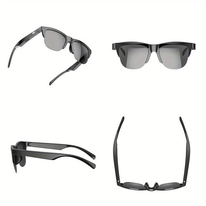 Smart Glasses V5.3, Wireless Wireless Headphones, Multifunctional HD Lens, Rechargeable Battery, Touch Control, Built-in Microphone, Outdoor Sports, HIFI Sound Quality, Unisex, USB Rechargeable, 80mAh Battery Life