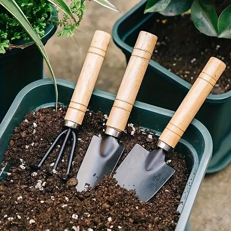 3pcs/Set, Flower Planting Tools, Household Vegetable Planting Gardening, Garden Art, Pine Soil Flower Shovel, Pot Flower Planting Tools, Three-piece Small Shovel
