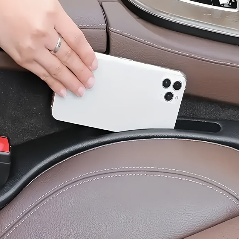 Pair of Universal Car Seat Gap Fillers: Double Slot Design for Organizing Keys, Mobile Phones, Cards, Coins, etc. - Leak-proof and Made of PC Material