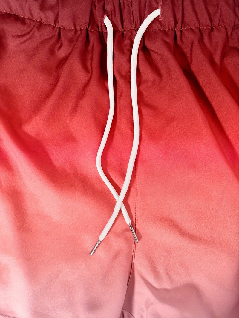 2-in-1 Double Layer Ombre Shorts - High Stretch, Drawstring Waist, Side Pocket, Breathable, Quick-Drying, Comfortable, Mens Sports Shorts for Summer Gym Workout, Training, and Fitness - GYM Pattern Print, Bull Design