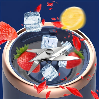 Multifunctional cordless portable juicer with 2 cups, blender fresh juice cup with sports cup lid, USB rechargeable juicer, six-blade blade juice quickly, juice fine, fruit blender suitable for home, kitchen and travel