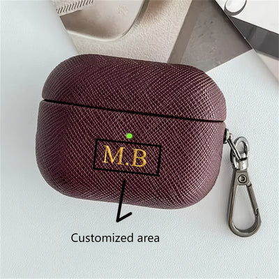 Personalized Initials Letters Customize New Earphone Case for Airpods 1 2 3 4 Pro 2 Luxury Cross Pattern with Keychain Cover, Synthetic Faux Leather, with Keychain, for Airpods Case | Luxury Design | Durable Earphone Case, Ea