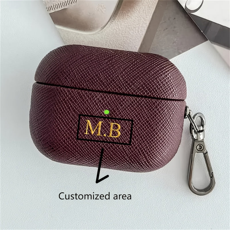 Personalized Initials Letters Customize New Earphone Case for Airpods 1 2 3 4 Pro 2 Luxury Cross Pattern with Keychain Cover, Synthetic Faux Leather, with Keychain, for Airpods Case | Luxury Design | Durable Earphone Case, Ea