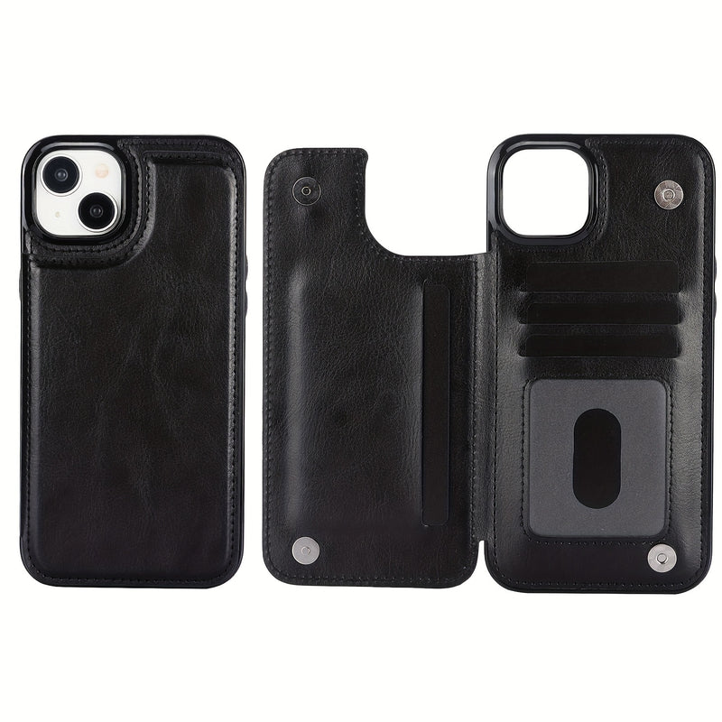 جراب iPhone قابل للطي من الجلد الصناعي عالي الجودة مع فتحات للبطاقات وحامل مقاوم للصدمات متوافق مع موديلات مختلفة بما في ذلك X XR XS Max 11 pro 12 pro 13 pro 14 15 16 SE 6 7 8 plus