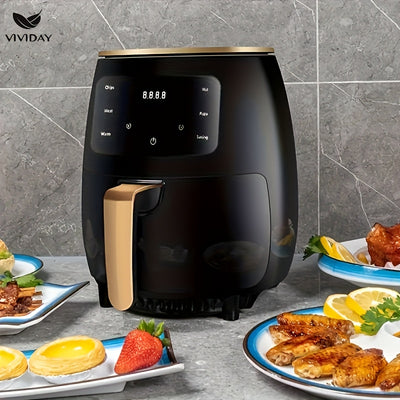 British household air fryer intelligent touch display screen electric fryer suitable for roasted chicken, french fries, chicken wings large capacity electric fryer kitchen air fryer